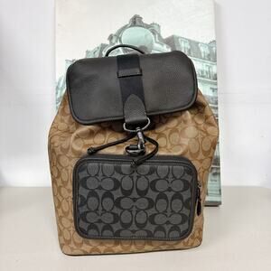 Coach C9866 Sullivan Backpack In Blocked Signature Canvas IN Khaki Charcoal